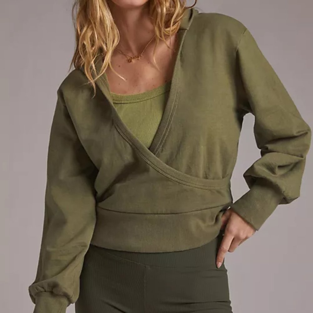 NWT Anthropologie Porridge Cut-Out 2fer Layered Look Hoodie Sweatshirt Top S